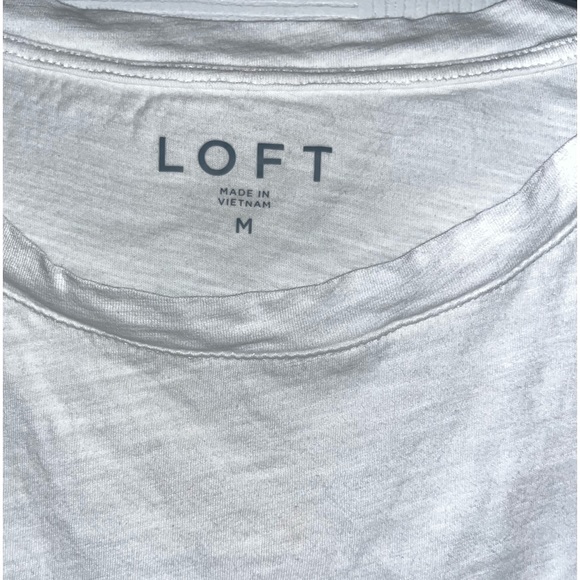LOFT White Top with Cute Sleeves, Size Medium - Picture 2 of 3